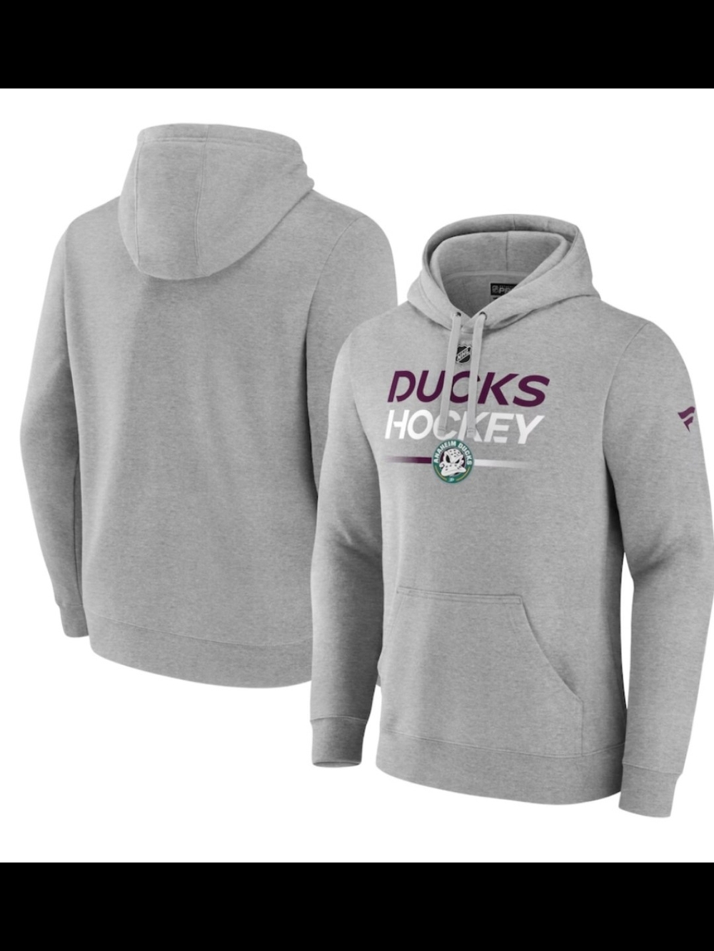 NHL Gray Pullover Hoodie with Purple 'Ducks Hockey' Graphic